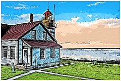 Sunset in Front of West Quoddy Head Lighthouse in Maine